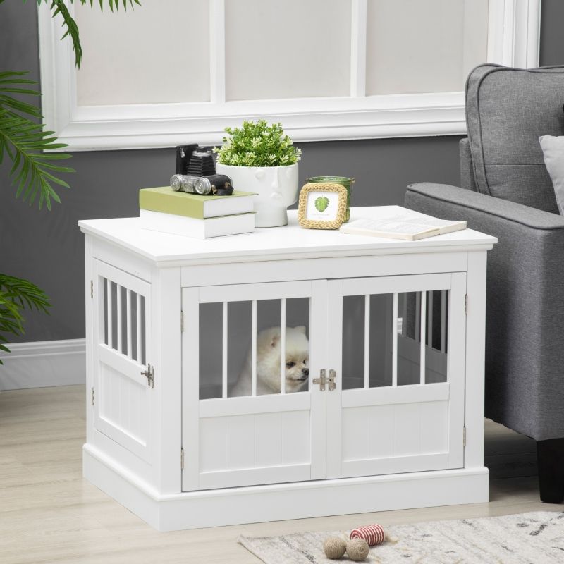 Hundekäfig 78x59,3cm Mit 3 Türen, Hundehütte Für Zuhause, Blanco_voghion.com