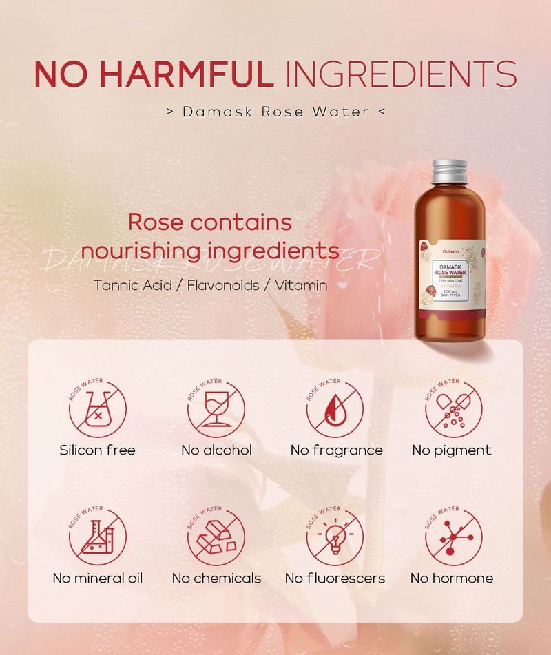 QUIYUM Damascus Rose Hydrosol Wet Compress Hydrating Moisturizing Toner_voghion.com