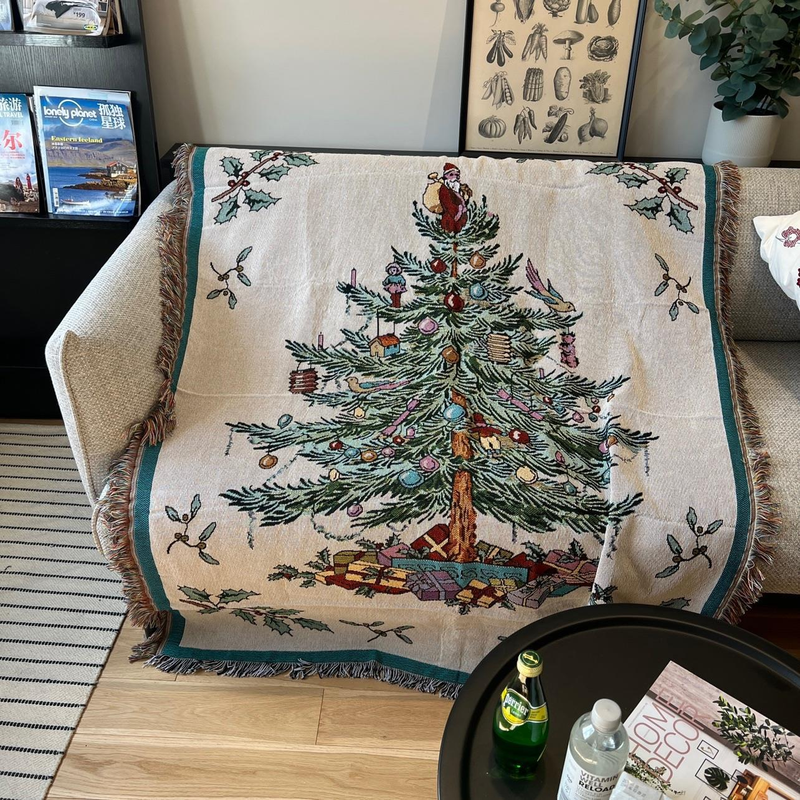 American Merry Christmas Christmas Tree Decorative Blanket Blanket_voghion.com