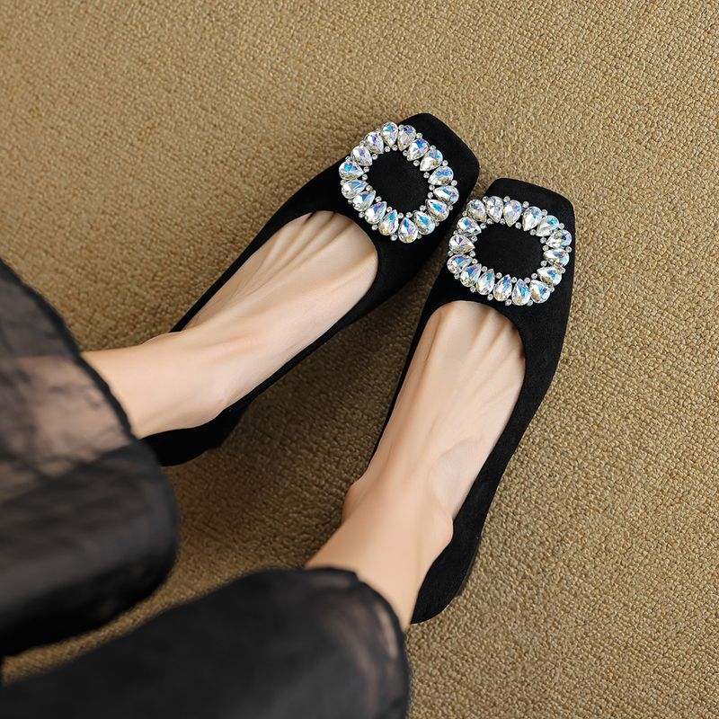 Scarpe con tacco alto francesi da donna, con strass, un pedale, nere, leggere, con tacco spesso, singole, da donna_voghion.com