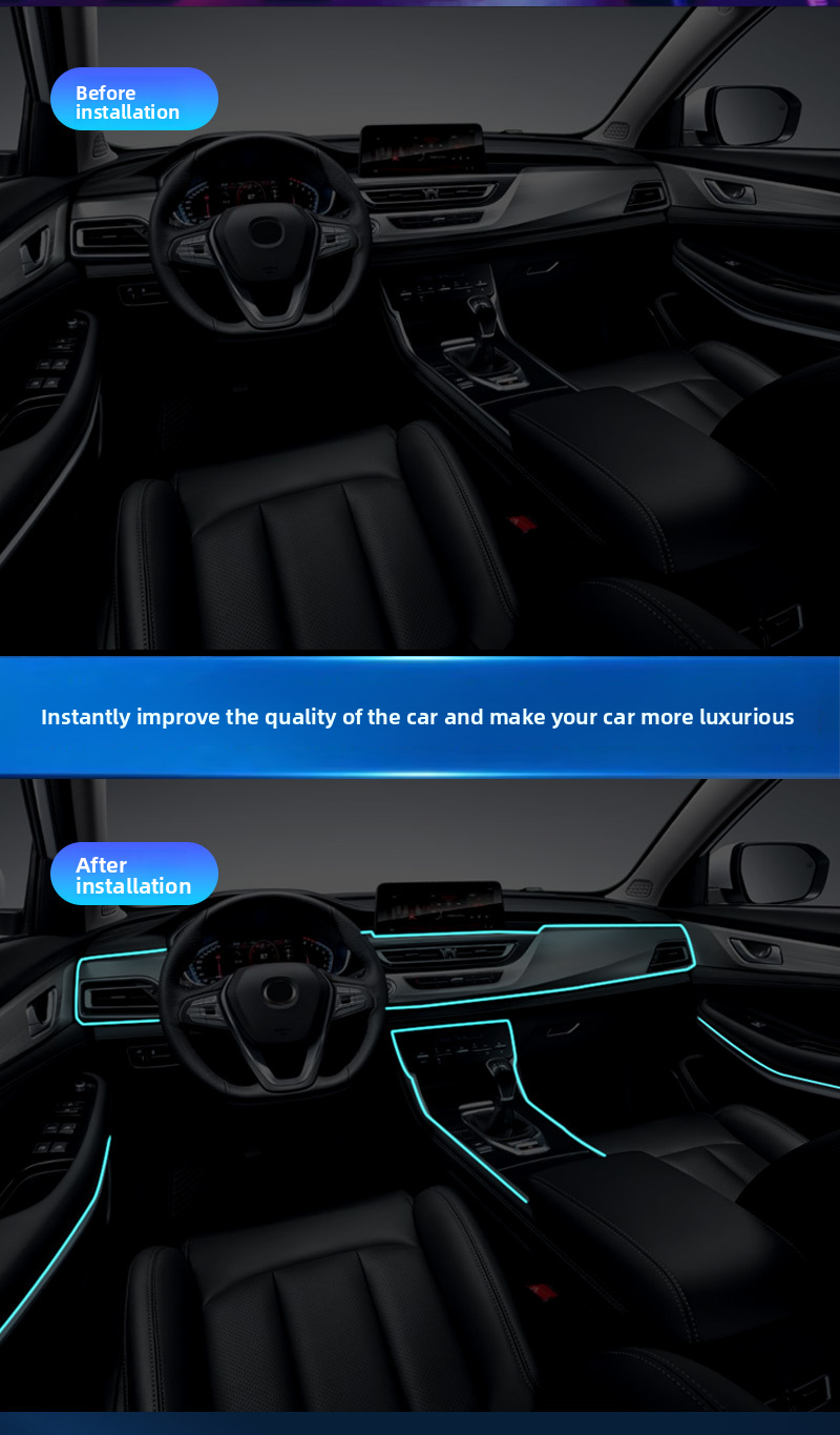 Modifica degli interni dell'atmosfera dell'auto USB Suono Freddo Colorato Telecomando Guida wireless Ritmo Striscia luminosa_voghion.com