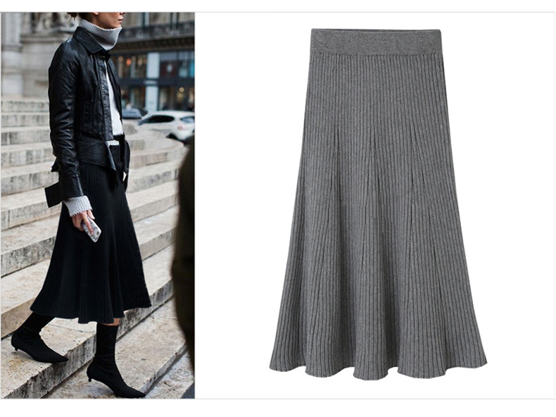 Jupe tricotée taille haute pour femmes, mode féminine_voghion.com