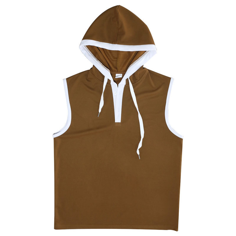 Sleeveless vest, shorts, T-shirt, solid color hooded tie up men's casual sports waffle set_voghion.com