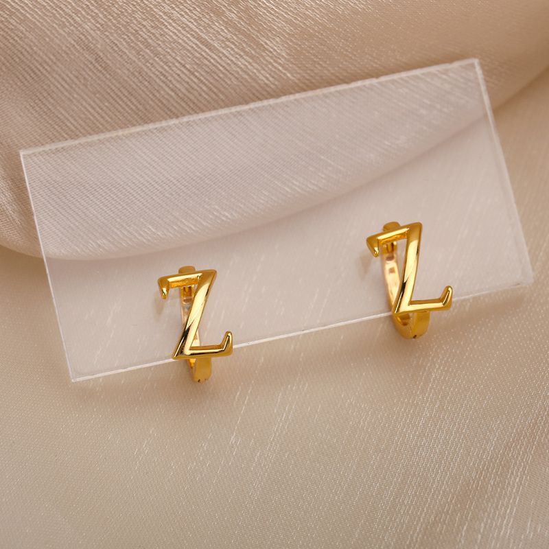Korean new style 26 English letters earrings for women simple temperament cold style earrings name earrings_voghion.com