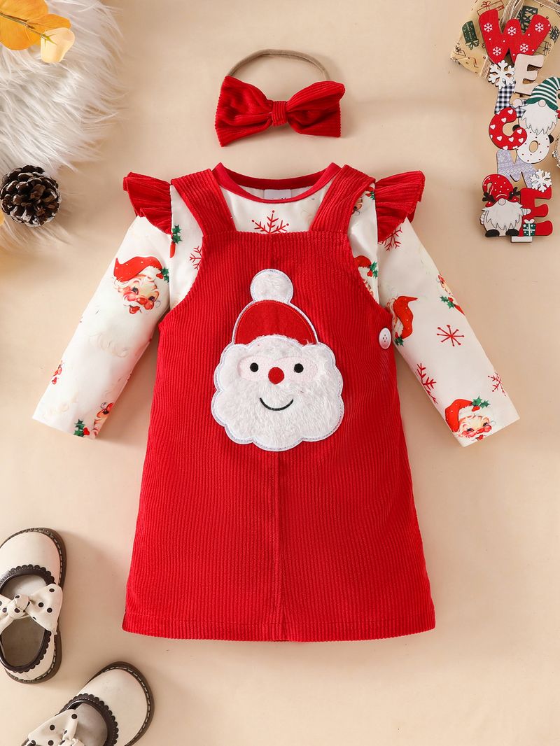 Adorable Baby Girls' Corduroy Jumper Dress Set With Floral & Sleeveless Top – 3-Piece Outfit (0-18M, Soft & Cozy, Animal Print)_voghion.com