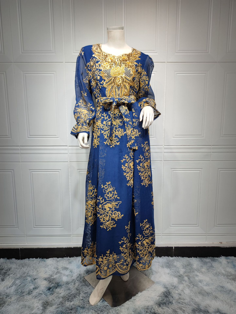 Vestido de cena de fiesta musulmana con apliques bordados_voghion.com