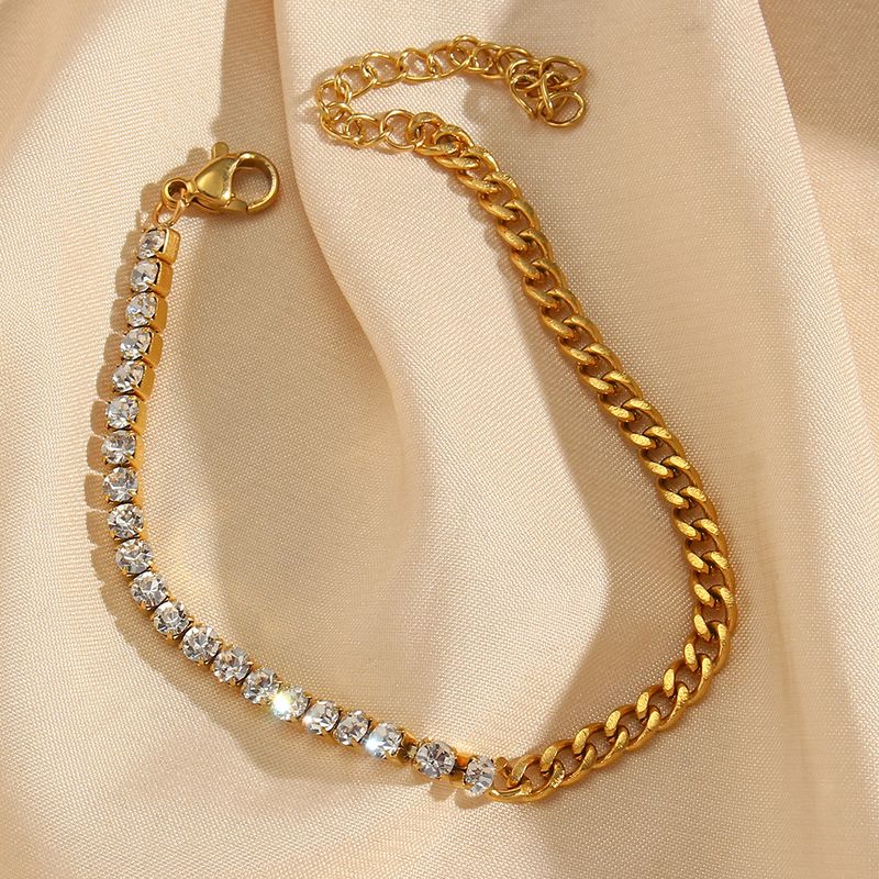 ins mode temperament lätt lyx mångsidig nyckelbenskedja skarvning tunn kubansk kedja zirkon armband halsband_voghion.com