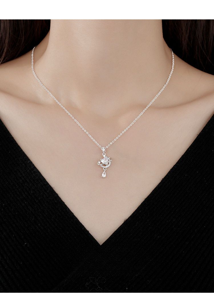 Collar de plata de ley para mujer, diseño de estrella y luna de ensueño, 2024, nuevo colgante, cadena para clavícula, el mejor regalo para amigas._voghion.com