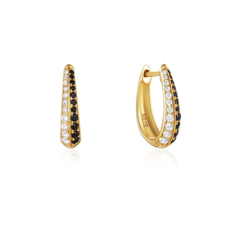 Women's Jewelry Simple S925 Sterling Silver Classic Light Luxury Personality Double Row Diamond Earrings Huggie Earring_voghion.com