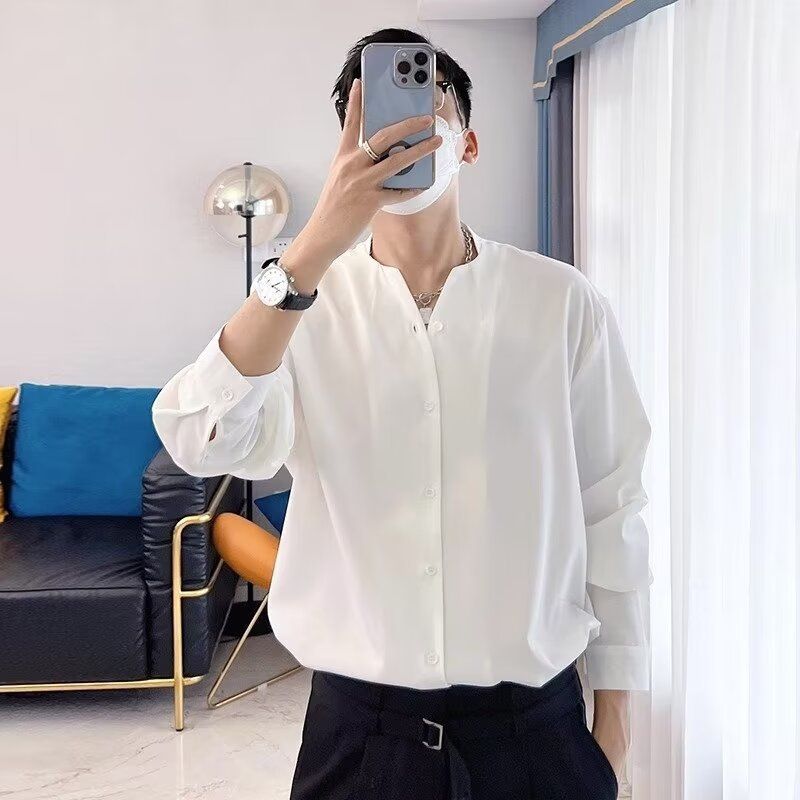 Design Sense V-neck Long Sleeved Top, Suit With Inner Shirt, Spring Loose Fit_voghion.com