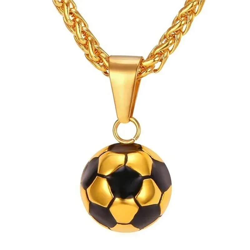 Ready Stock Summer Fashion Sports Football Stainless Steel Chain Boy's Men Necklace Jewelry Accessories for Creative Gift_voghion.com