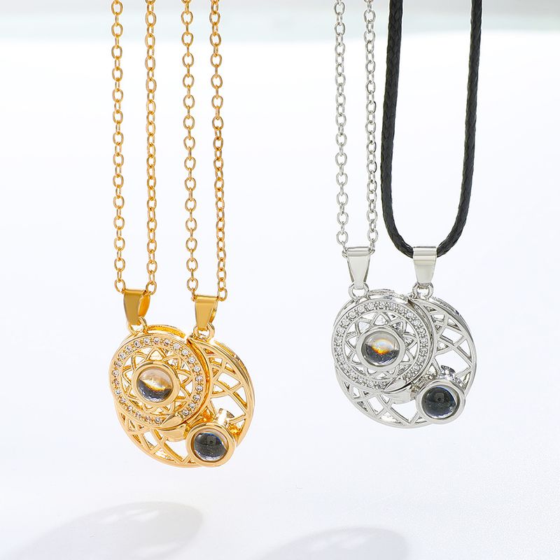 2 pieces/ computer. Magnetic couple necklace, 100 languages, projection of "I love you", sun, moon, heart, light magnet,_voghion.com