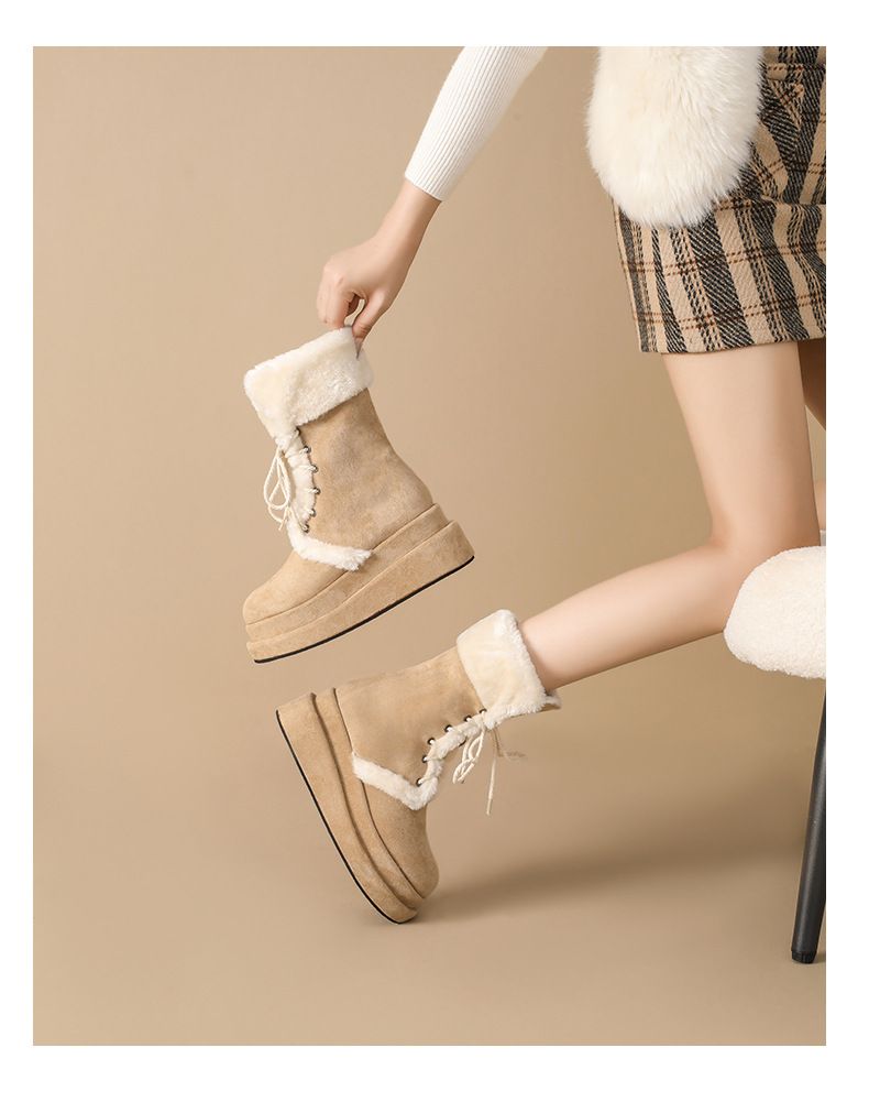 New mid-calf boots with cashmere padded warm shoes retro booster boots_voghion.com