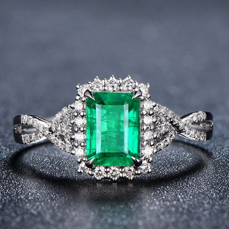 Mode Neue Sterg Sier Ring Set Smaragd Prinzessin für Frauen, Verlobung, Hochzeit Ringe Charme Schmuck Geschenke_voghion.com