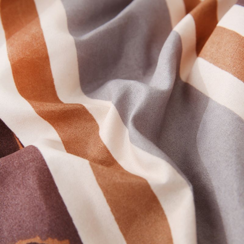 Tribal Stripe & Leopard Print Fitted Sheet - 3D Printed Polyester Bed Cover With Exotic Animal Patterns - Bohemian Style Bedding Set_voghion.com