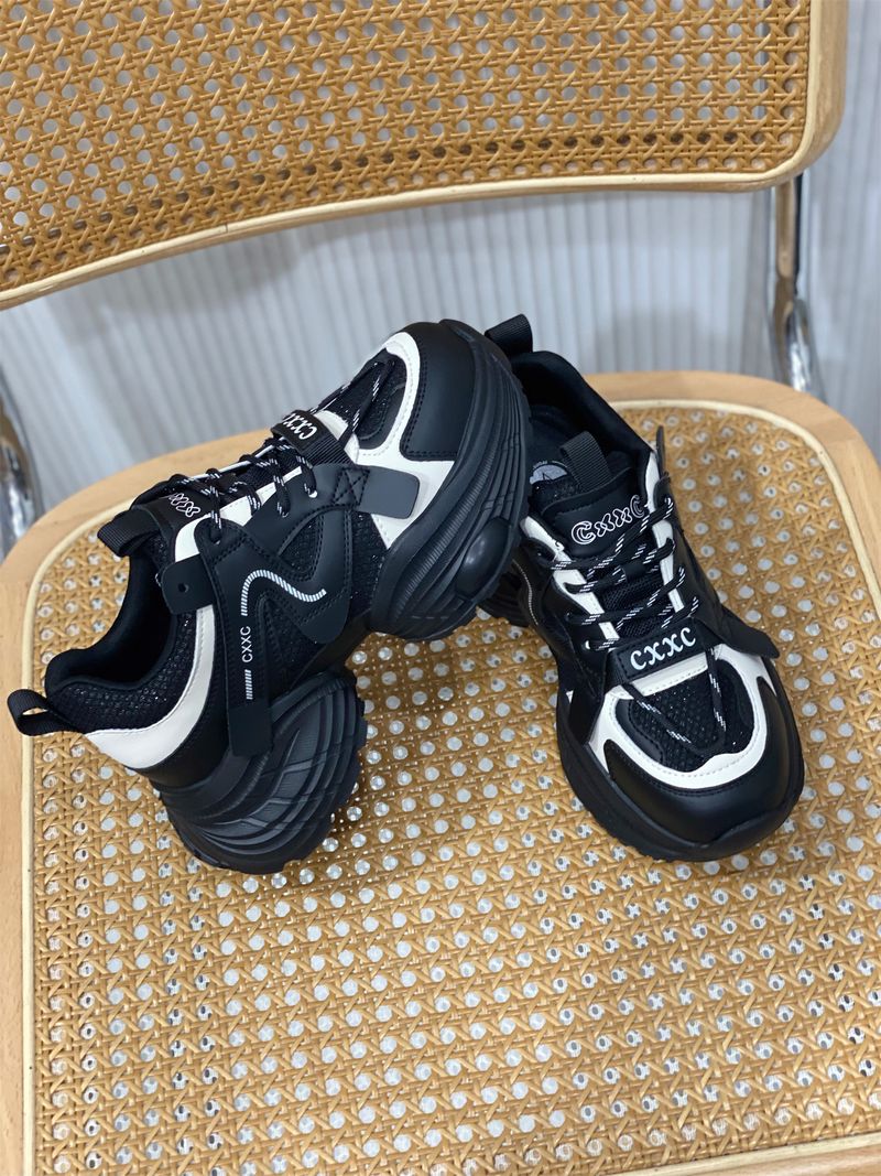 Authentic Leather Clunky Sneakers Women's 2025 New Arrival Spring & Fall Height Increased 5cm Casual Shoes Lightweight_voghion.com