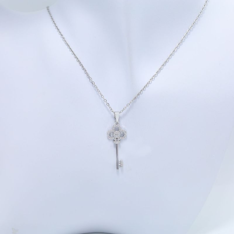 Collana con ciondolo a forma di chiave con lucchetto vintage in cristallo alla moda, da donna, leggera, con collane Rhie, gioielli da abito_voghion.com