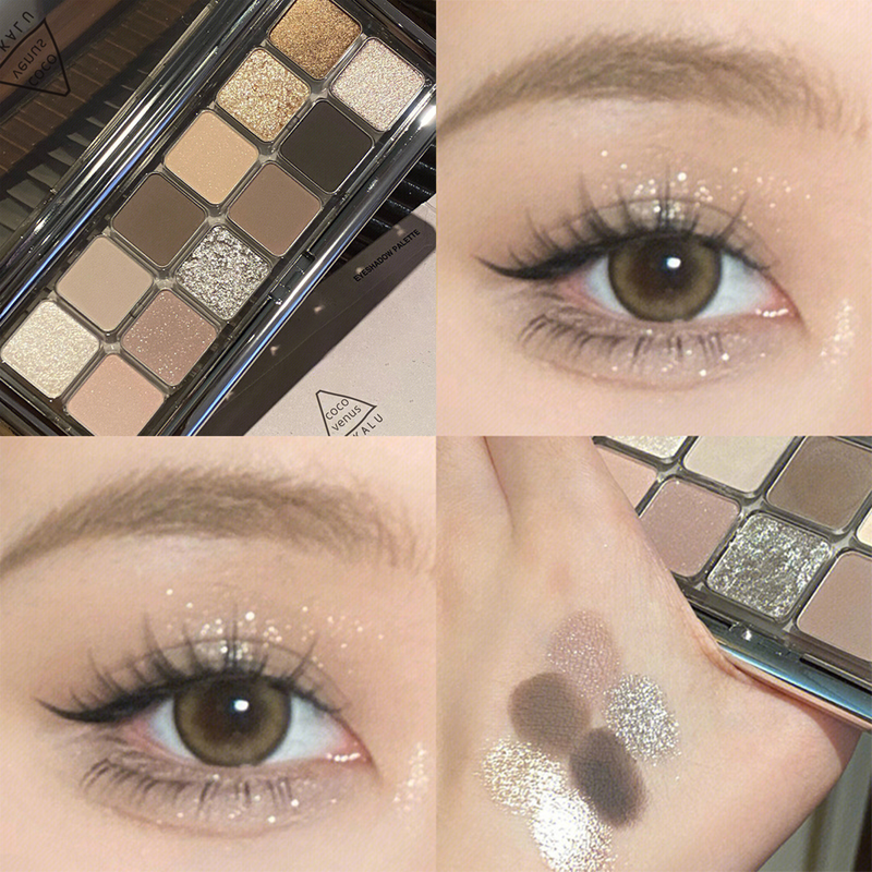 Palette di ombretti luccicanti a lunga durata Palette di ombretti color terra con glitter opachi Ombretto lucido_voghion.com
