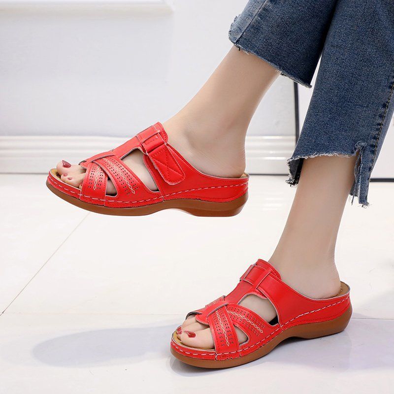 Pantofole da donna con suola spessa e cava, larghe e casual, con un solo passo, con tacco a spillo cucito e strisce fresche_voghion.com