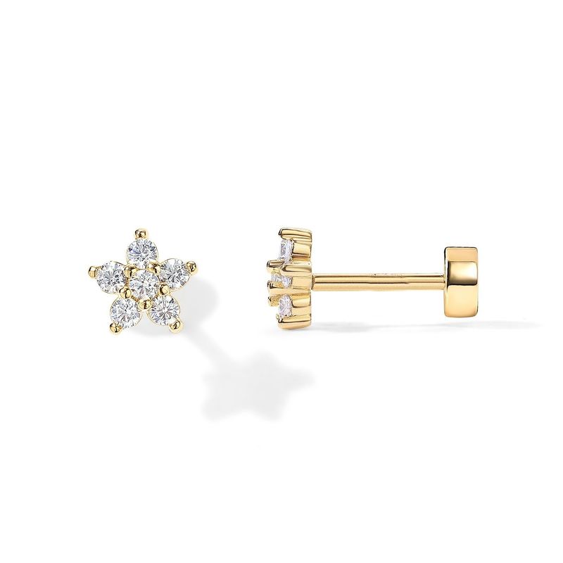 Echtgold-Messing-Galvanisierung, personalisiertes Nischendesign, eingelegte Zirkonia-Ohrringe in Palmenblütenform_voghion.com
