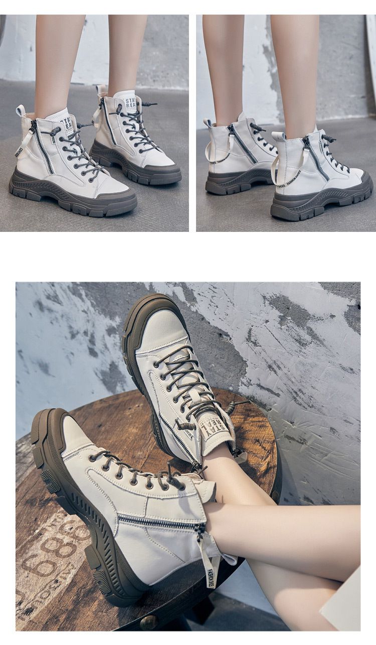 Martin 2024 Φθινόπωρο Νέα Επίπεδη Ψηλοτάκουνη Μπότα Κορεατικής Έκδοσης Ευέλικτες Καθημερινές Μονόπλευρες Κοντές Μπότες Γυναικεία Παπούτσια_voghion.com