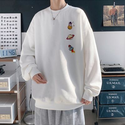 Round Neck Sweatshirt, Men's Loose Printed Fat Long Sleeved T-shirt, Men's Jacket_voghion.com