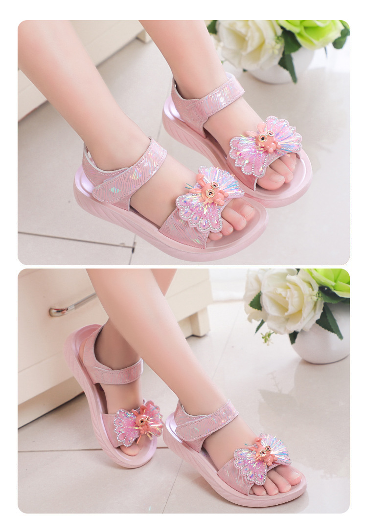 Sandali da bambina 2024 Estate Nuove scarpe da spiaggia Bow Lile, sandali da principessa per bambine grandi, alla moda e popolari su he_voghion.com
