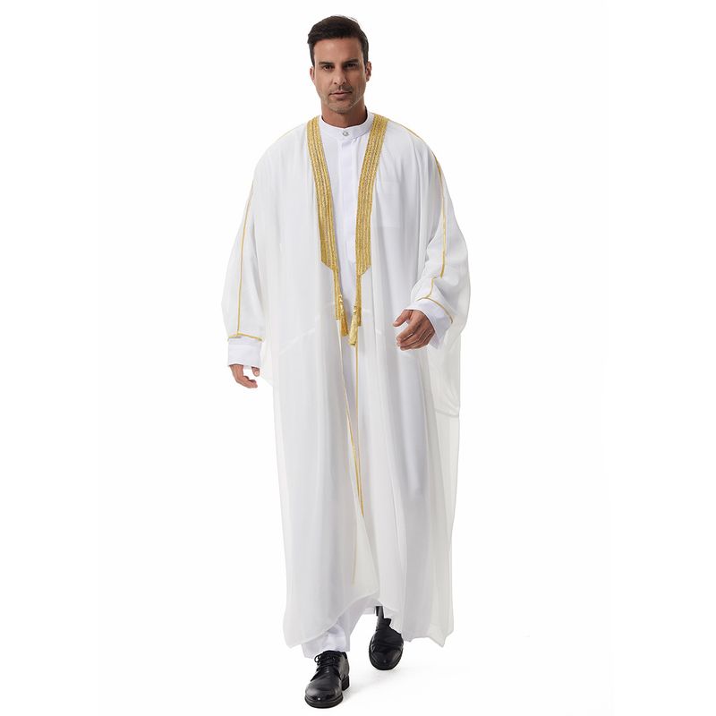 Men's Clothing Robe Lace Tassel Chiffon Outer Cape_voghion.com