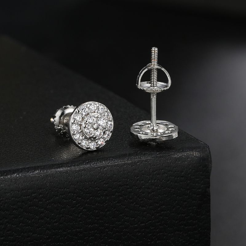 Personalized round full diamond for men with micro inlaid zircon thread and hip-hop earrings_voghion.com