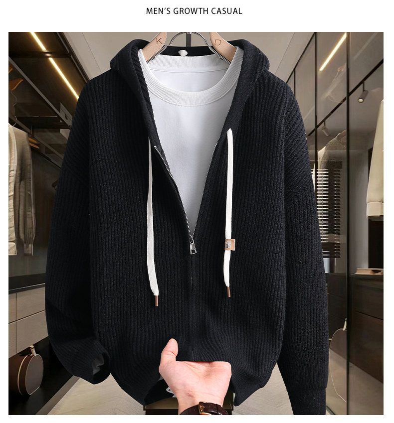 Oversized-Strickjacke mit Kapuze – Trendiger Unisex-Pullover für den Herbst-Layering-Look (M-4XL, Streetwear-Ästhetik)_voghion.com