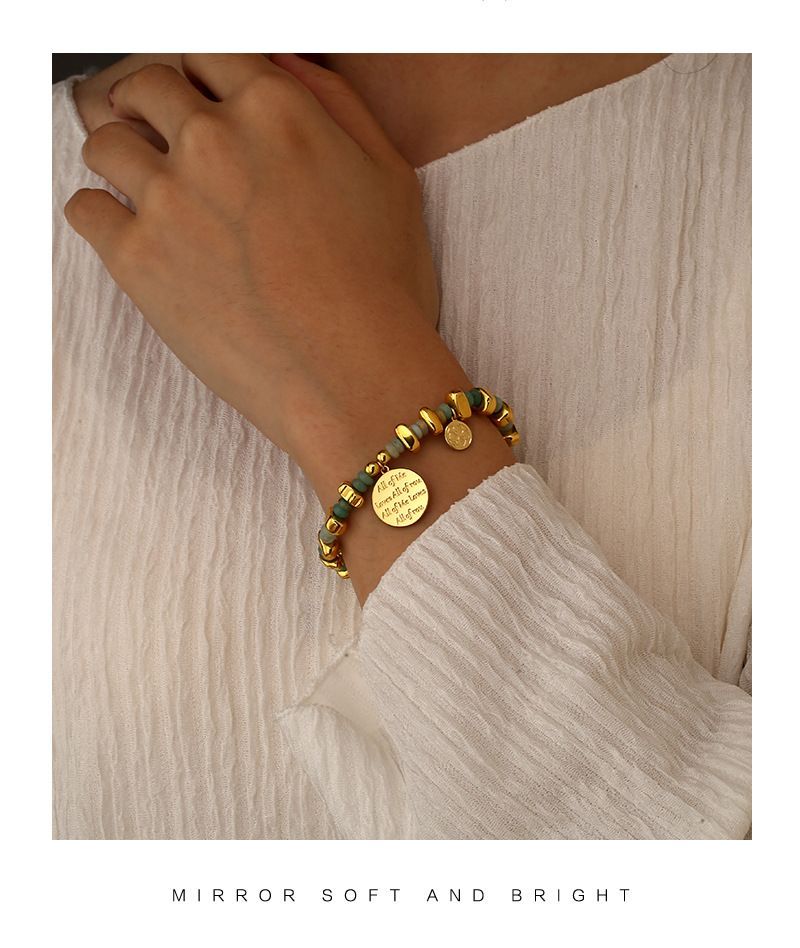 Braceletten & Armrängen Einfach Gravur fir Léift auszedrécken Bracelet Moud Héichwäerteg Chalcedonperlen_voghion.com