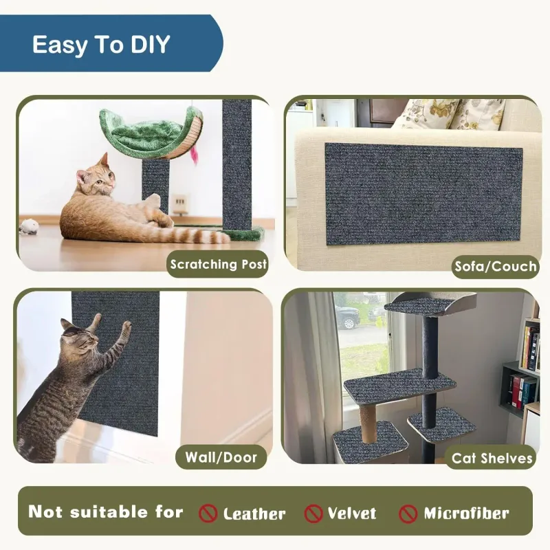 Selbstklebende Katzenkratzmatte, Zuschneidbarer Katzenteppich, Katzenkratzteppich, Eckwand, Katze, DIY, Kratzsofa, Möbelschutz_voghion.com