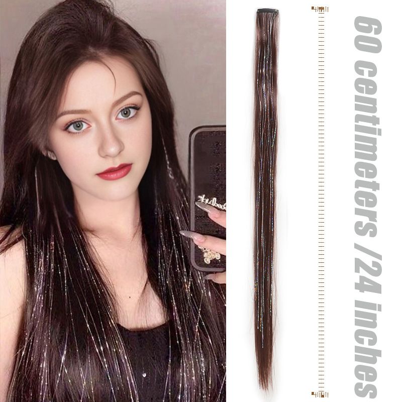 Parrucca clip capelli filo oro pendente orecchio parrucca filo oro colore pezzo di capelli laser un pezzo 60cm10g_voghion.com