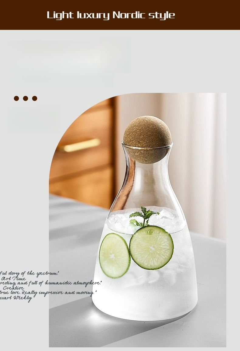 European Style Glass High Temperature Resistant Juice Large Capacity Household Cold Brew Lemon Water Pitcher_voghion.com