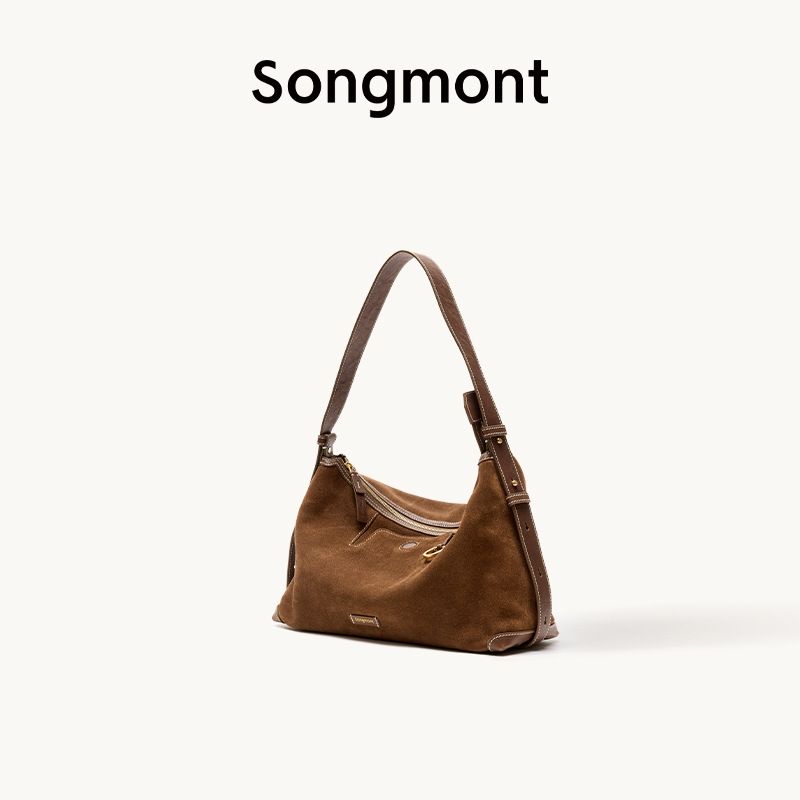 Borsa a tracolla Songmont Yamashita Arimatsu Trace Series Shallow Hobo in pelle conciata al vegetale, da donna_voghion.com