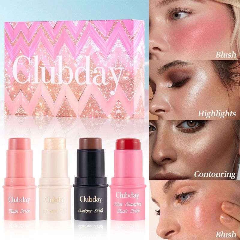 Clubday 3-en-1 Contour Stick - Enlumineur, Blush et Bronzer - Formule Gel-Crème Rebondissante_voghion.com