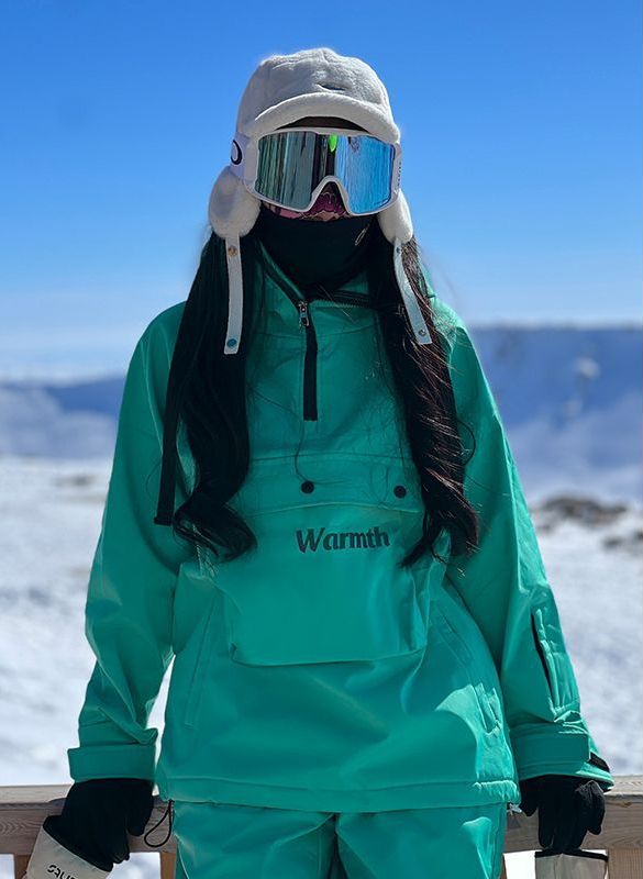 Snowboarding With Hood For Women, Bright Color, Waterproof, Warm, Fleece-Lined, Thickened Coat, Mountaineering Jacket_voghion.com