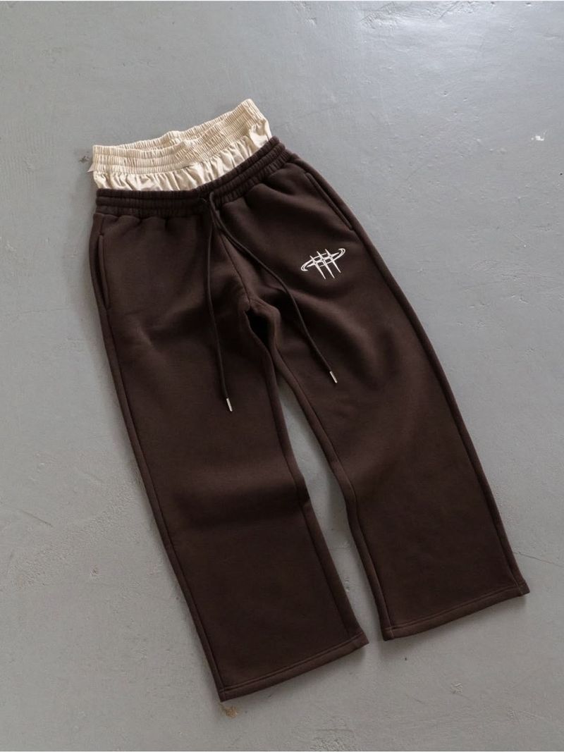 Miesten vaatteet Trendikäs merkki Retro Street Hip Hop Löysät Rento Tuplavyötäröiset Housut Miesten ja Naisten Kaksiosaiset Verryttelyhousut_voghion.com