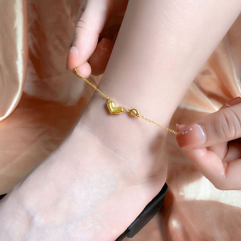 New light luxury design love you e raw anklet heart-shaped titanium steel foot decoration_voghion.com