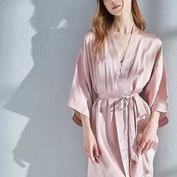 2025 Summer Nightgown - Long Thin Ice Silk Bathrobe For Women/Hotel Use_voghion.com