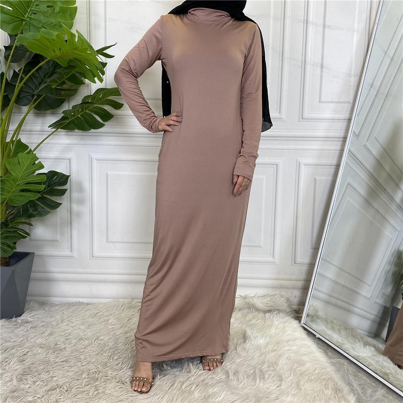 Abito a camicia con fondo a maniche lunghe in tinta unita casual alla moda da donna_voghion.com