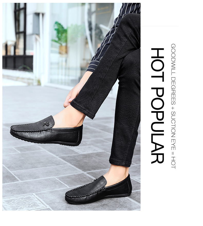 Doudou Shoes Men's Spring And Summer New Soft-soled Breathable Lazy Slip-on Casual Leather Shoes European Station Trendy British Loafers_voghion.com