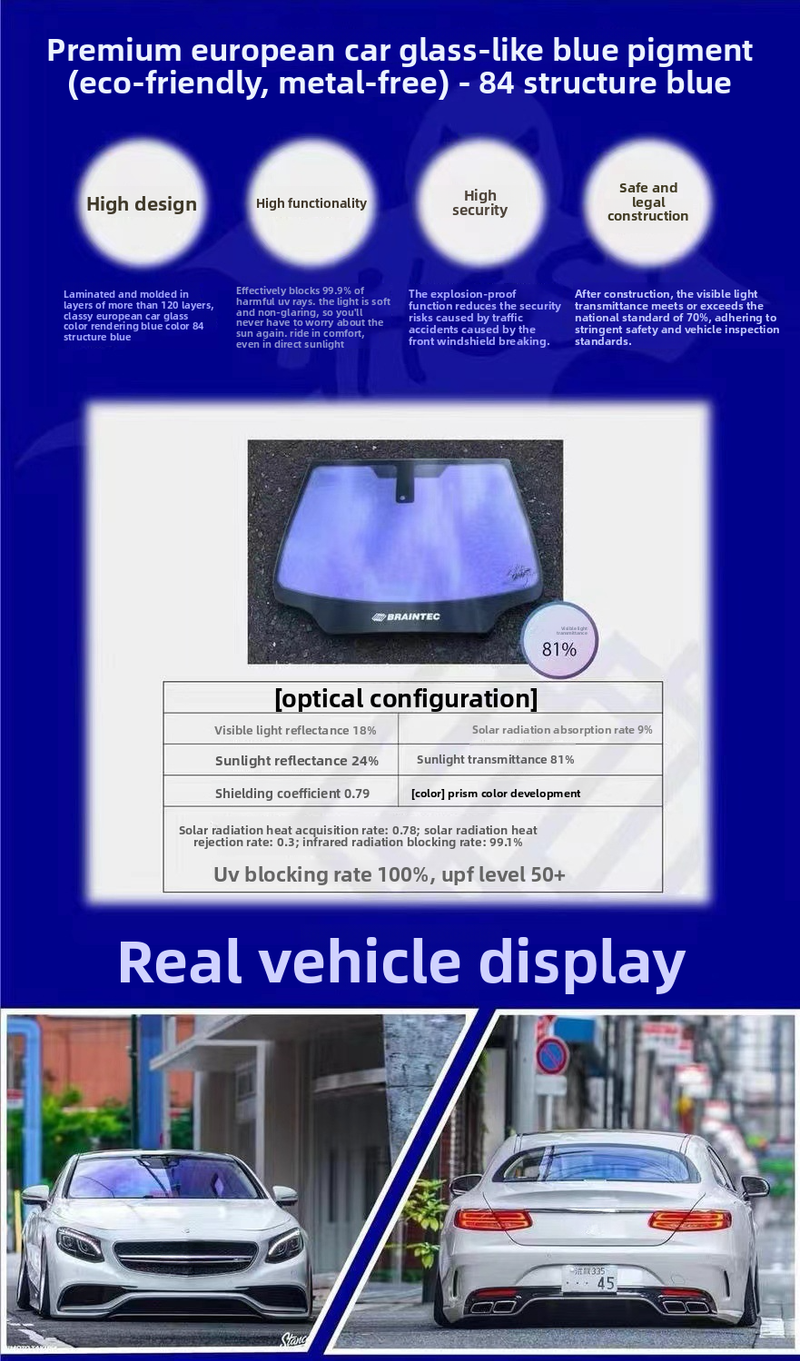 Pellicola solare antideflagrante ad alto isolamento, colorata, rosa fantasma rossa, fino al 99%, per auto, nano film_voghion.com