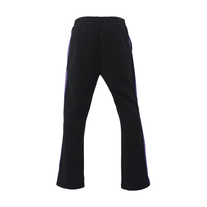 Calça esportiva casual listrada e boca de sino para primavera e outono, nova calça comprida e justa para homens, calça da moda_voghion.com