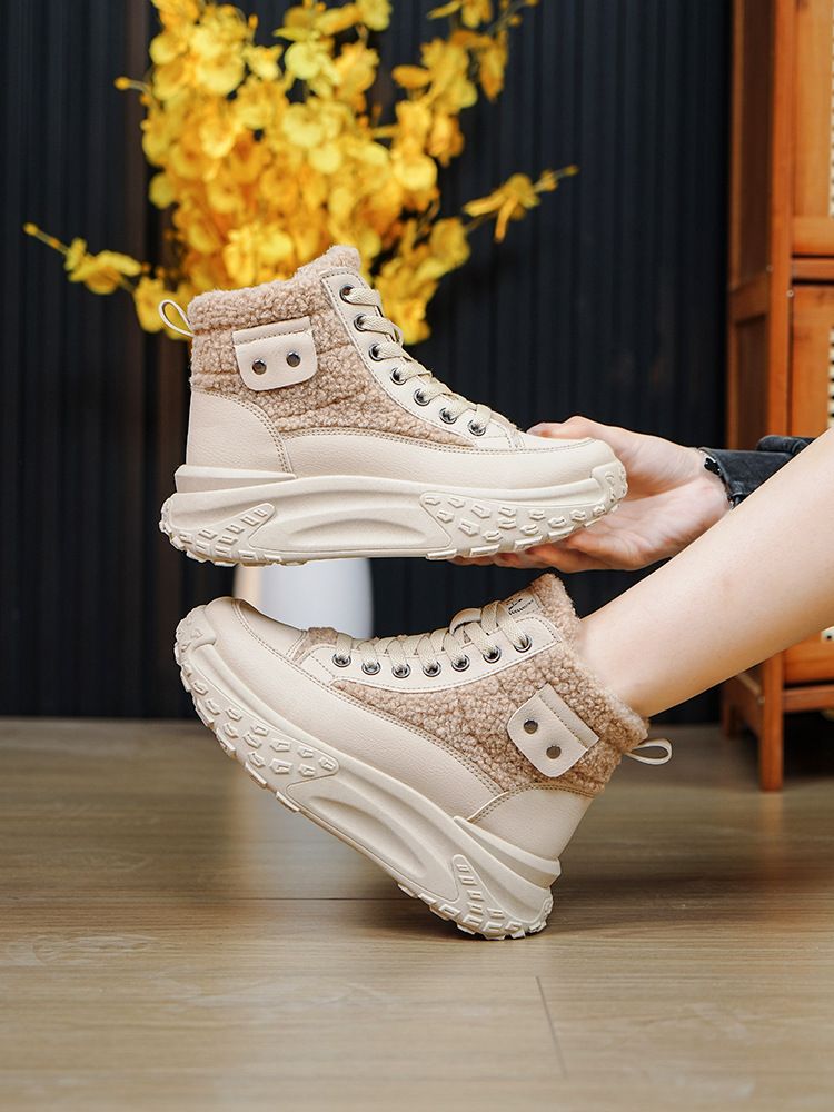 Scarpe invernali in cotone 2024 per donna, più velluto e spessore, nuovo stile, tutto abbinato, calde_voghion.com