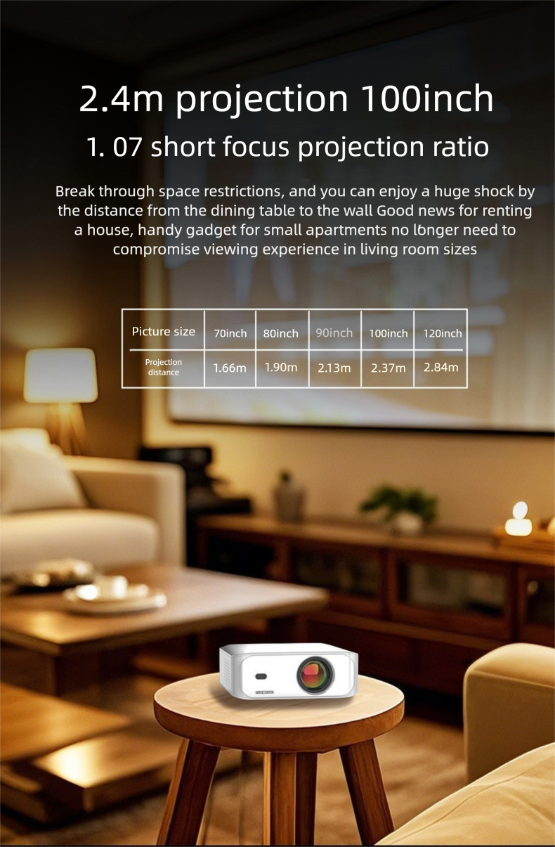 Portable Theater 1080p Android Smart HD 4K Wireless Projector For Home Use_voghion.com