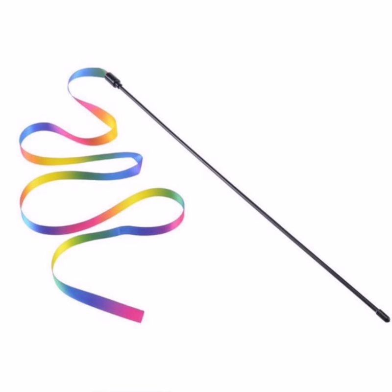 Doppelseitiger Zauberstab Regenbogenband Spielzeug Katzenspielzeug Heimtierbedarf_voghion.com