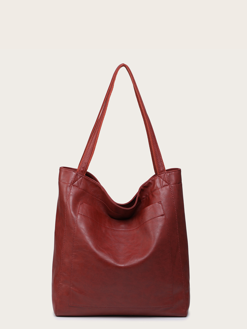 Pocket Women's Soft Handheld One Shoulder Oil and Wax Leather Large Capacity Fashion New Tote Bag_voghion.com