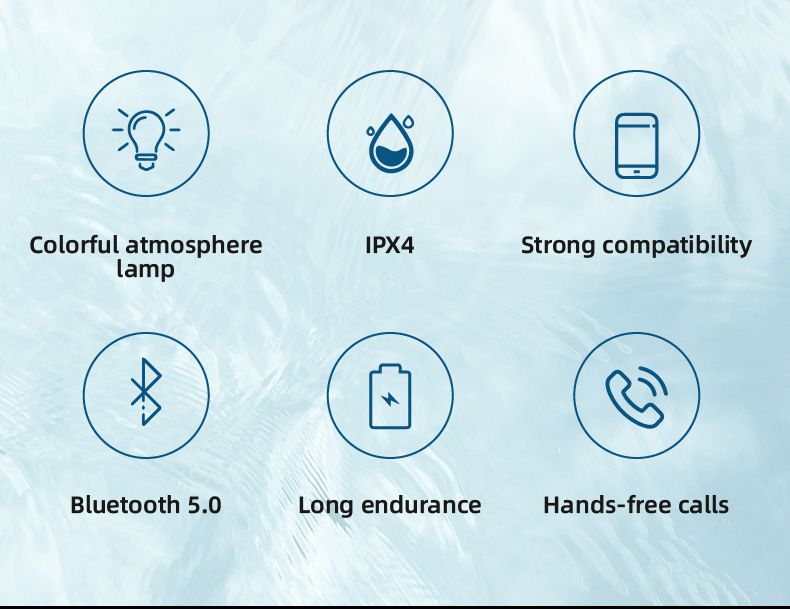 Alto-falante sem fio à prova d'água com grande ventosa, mini alto-falante estéreo portátil com luz LED_voghion.com