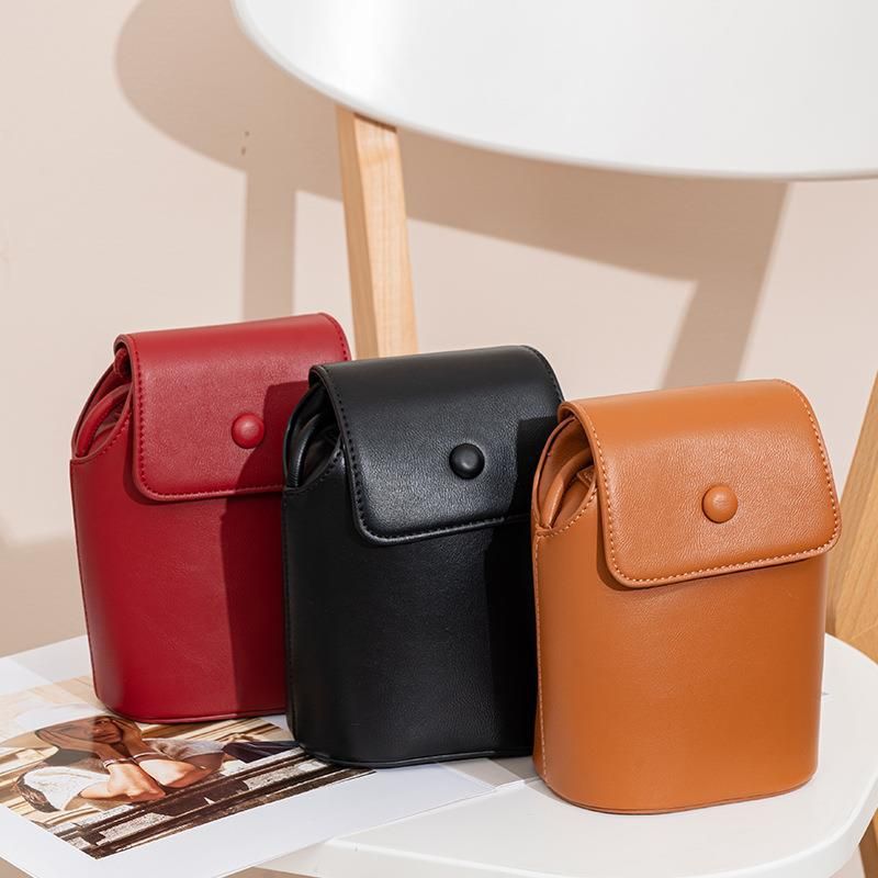 Borsa a tracolla di alta qualità in PU per telefono, versione coreana, da donna, modello secchiello, 2025_voghion.com